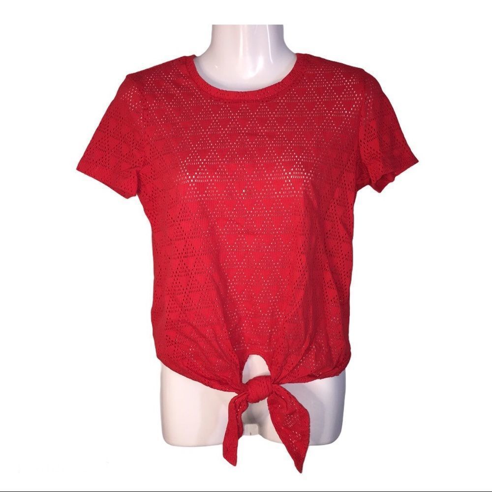 Madewell Modern Tie-Front Geometric Eyelet Top